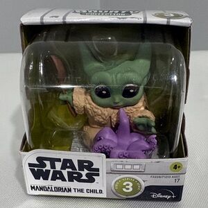 Hasbro Star Wars Grogu Figure with Purple Toy and Tan Coat